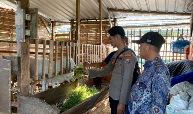 Bhabinkamtibmas-Desa-Janti-Silaturahmi-Peternak-Kambing-Dukung-Ketahanan-Pangan